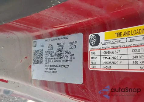 2023 Chevrolet Camaro Ss из США, поврежденный, VIN 1G1FG1R76P0159524